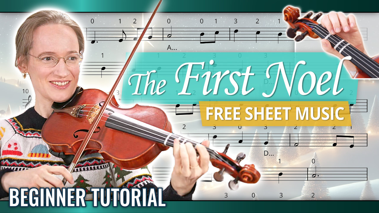 First Noel Beginner Violin Tutorial Free Violin Sheet Music + Piano Accompaniment