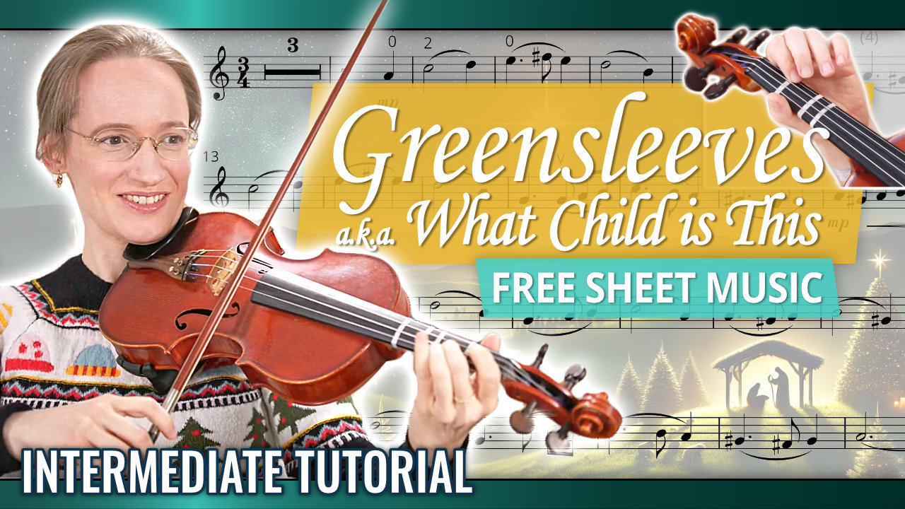 Greensleeves Intermediate Violin Tutorial Free Violin Sheet Music + Piano Accompaniment