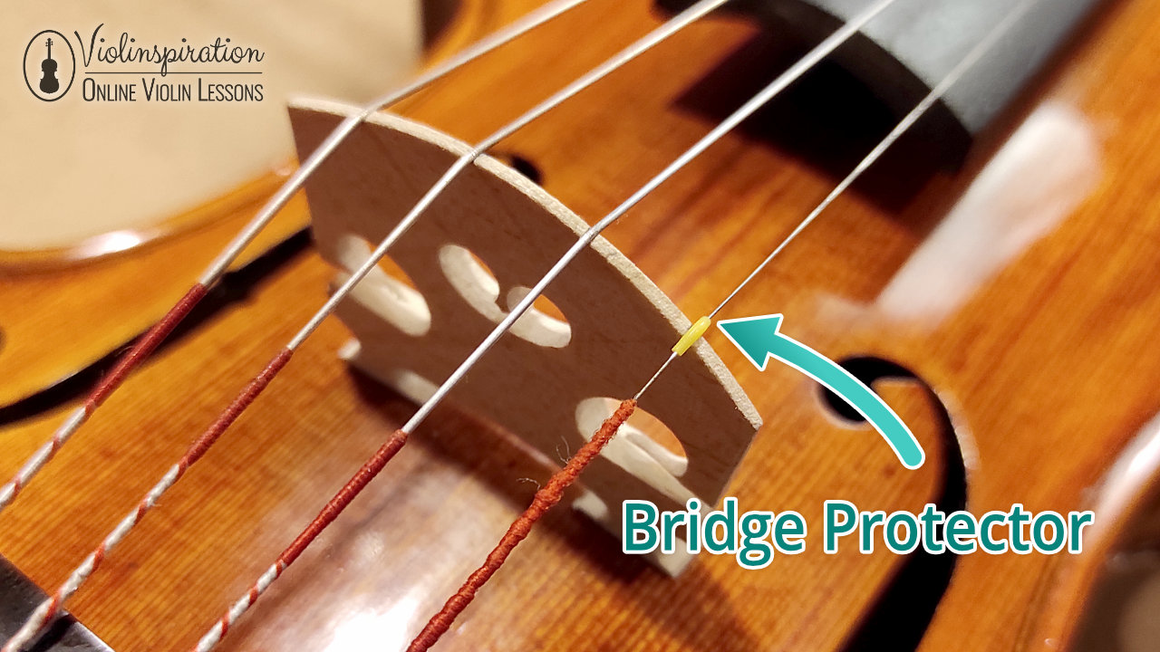 How to Change Violin Strings - Bridge Protector