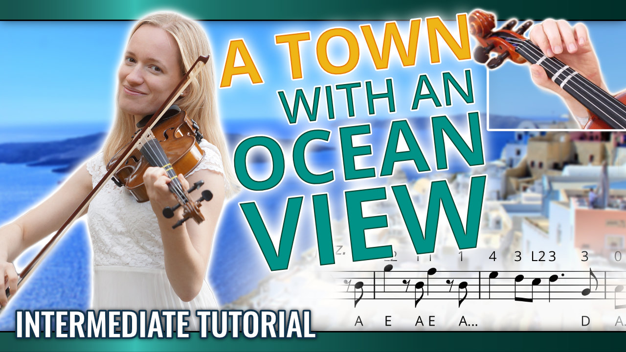 Violin lesson – How to Play A Town With An Ocean View – Hisaishi – Intermediate Violin Tutorial Sheet Music + Piano