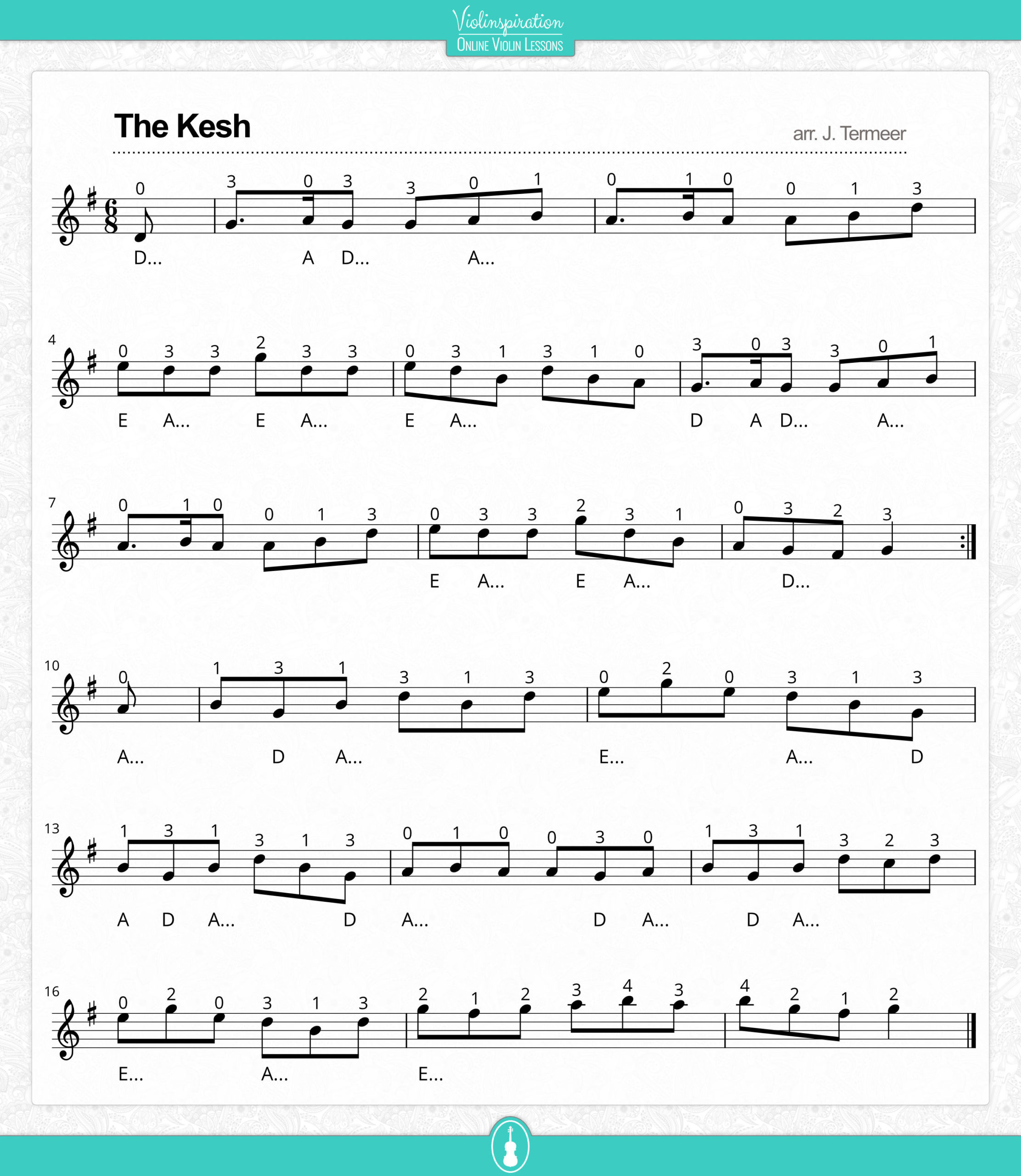 The Kesh violin sheet music - Irish fiddle tune jig