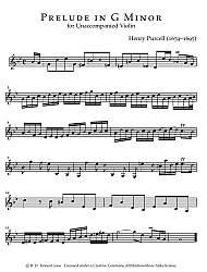 Violin Solos - Purcell - Prelude in G Minor - sheet music