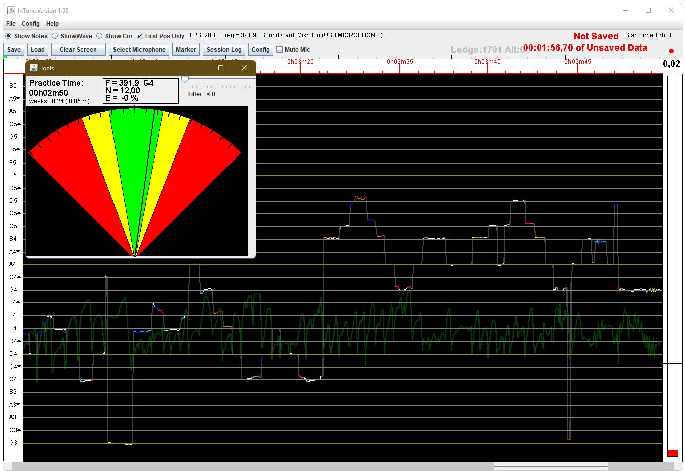 finger placement on violin - InTune Pitch Analyzer Software