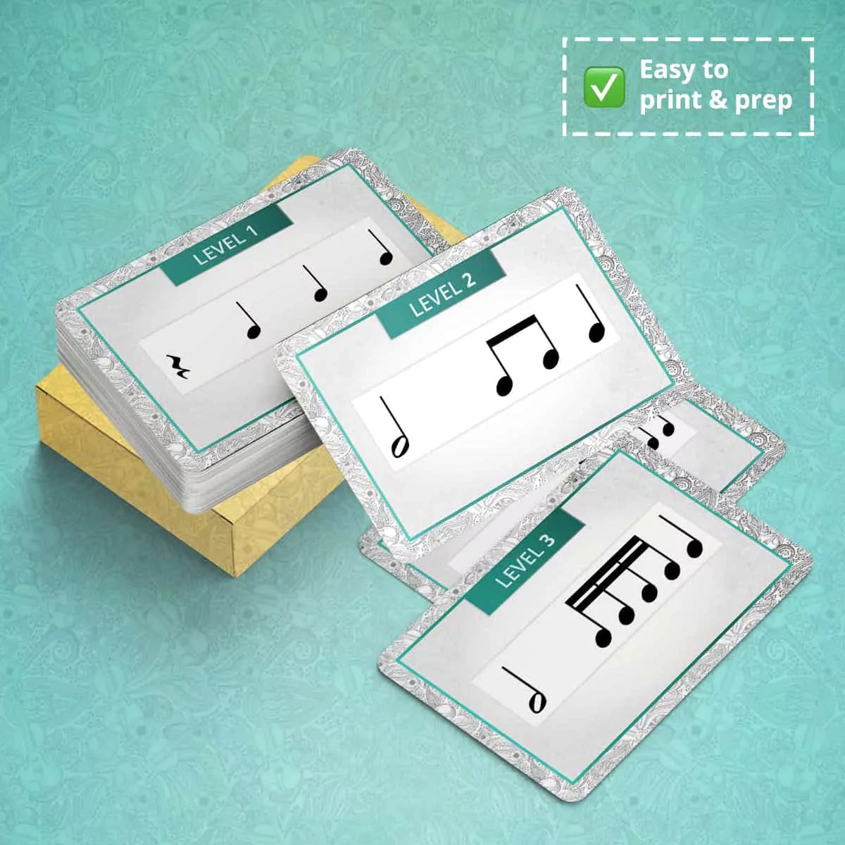 Rhythm Cards - violin game - downloadable (PDF) flashcards