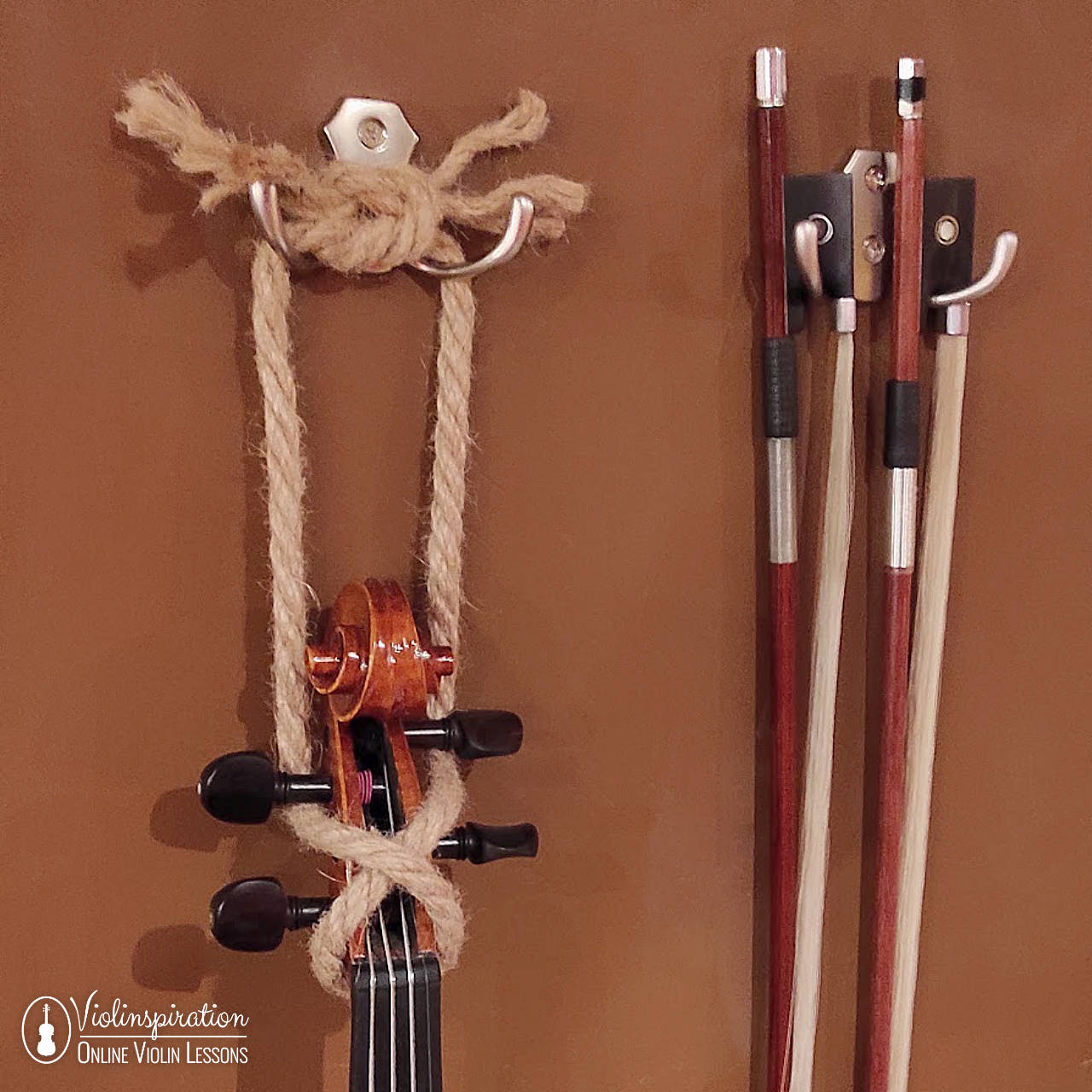 violin holder - diy wall bow hook