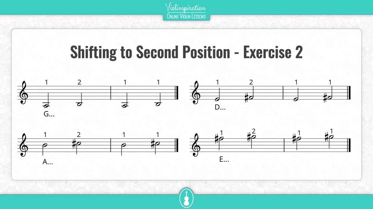 violin second position - Shifting to Second Position - Exercise 2